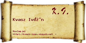 Kvasz Iván névjegykártya