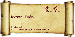 Kvasz Iván névjegykártya